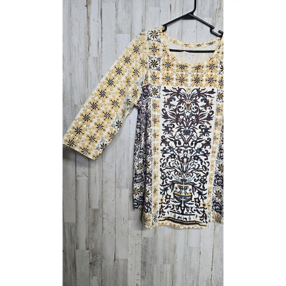 Lucky Brand 1X Women's Top Boho Bohemian XL Soft Cotton Blend - Picture 4 of 9